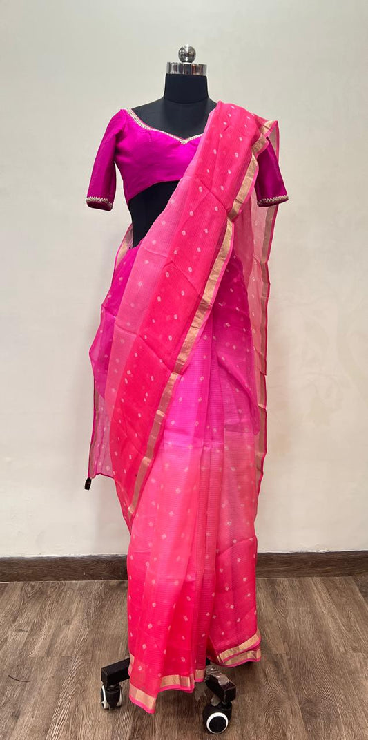 Pink Ombre Bandhani Kota Saree