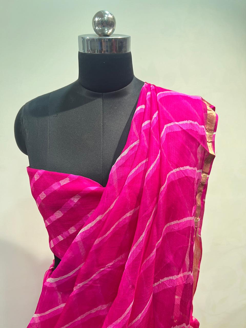 Pink Leheriya Kota Saree