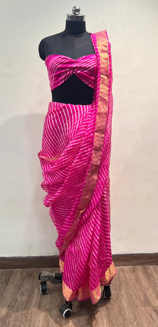 Pink Leheriya Kota Saree