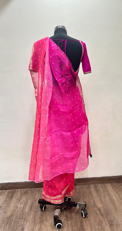 Pink Ombre Bandhani Kota Saree