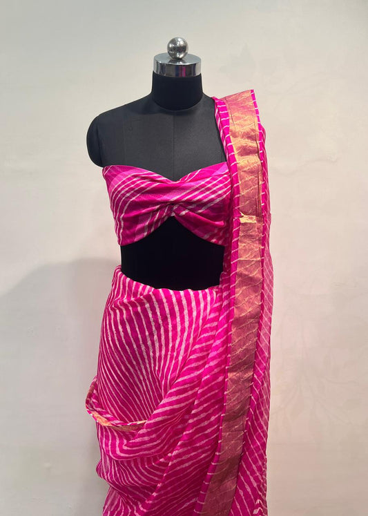 Pink Leheriya Kota Saree