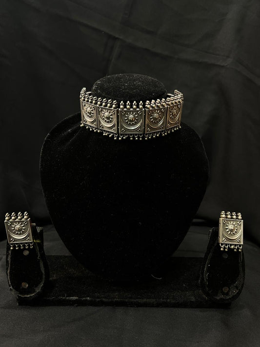 Oxidised Choker Set