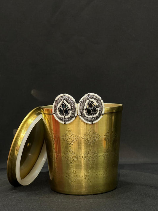 Embossed Oxidised Stud Earring