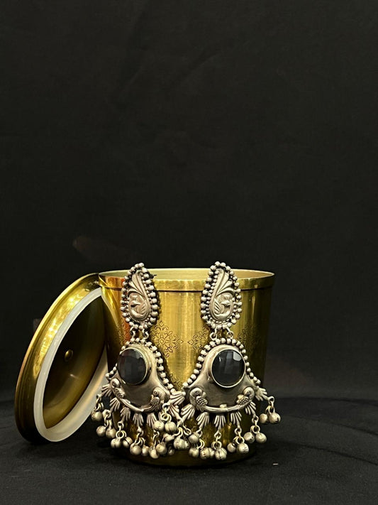 Two-tier Oxidised Earring