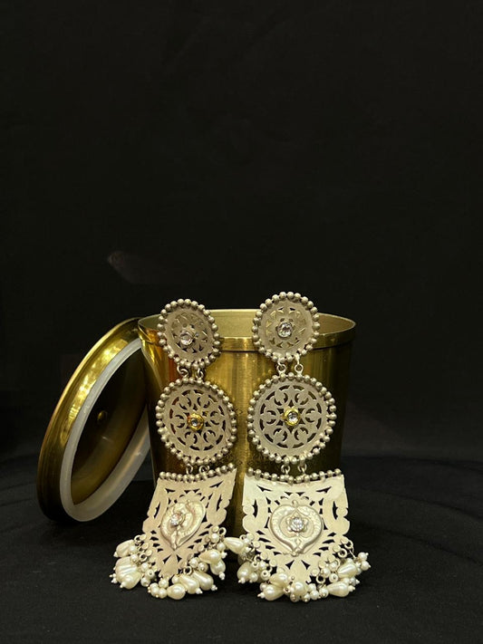 Three Tier Oxidised Earring