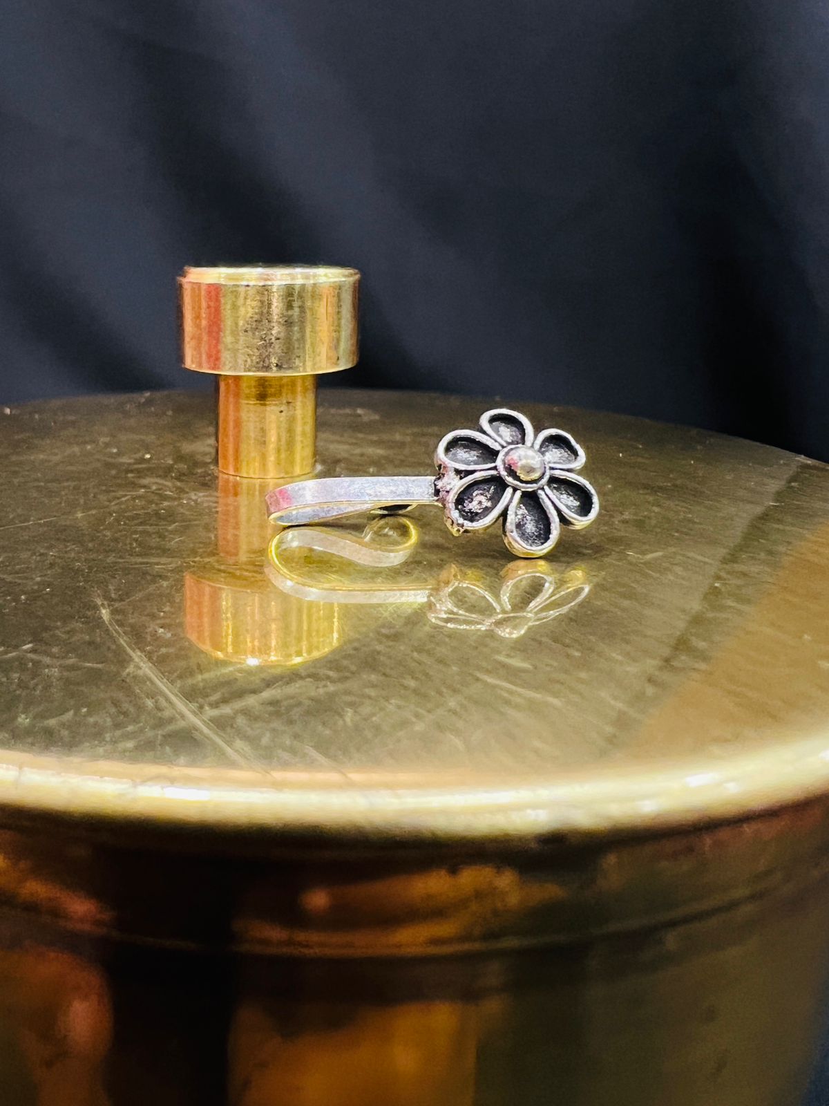 Oxidised Nose Pin - Anjanase