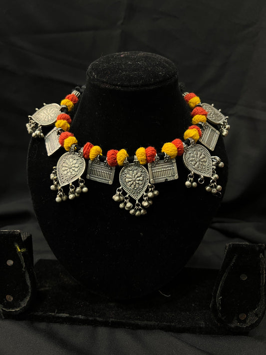 Oxidised Embossed Necklace