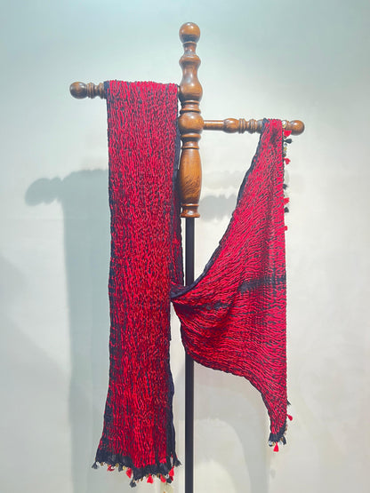 Red and Black Dupatta