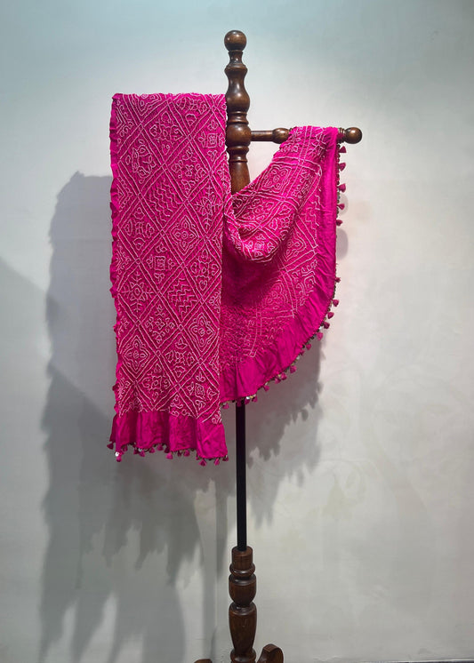 Pink Bandhani Dupatta