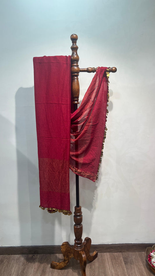 Maroon Muga Dupatta