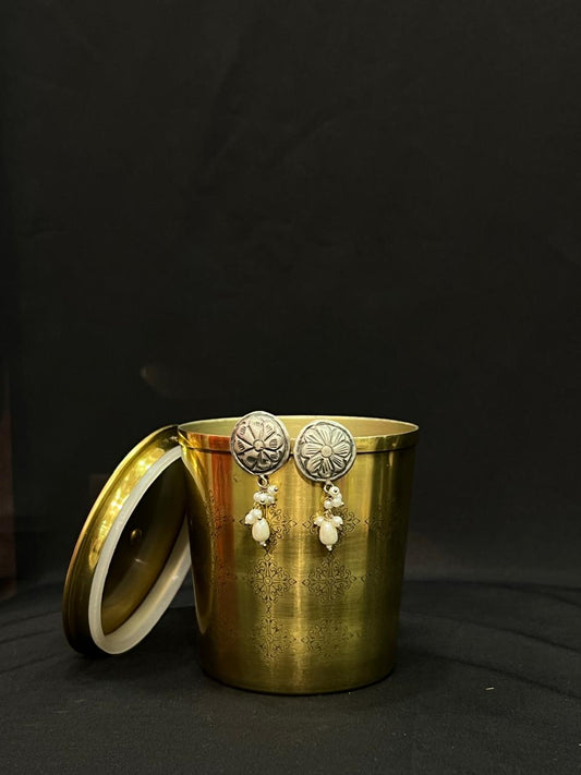 oxidised pearl earring
