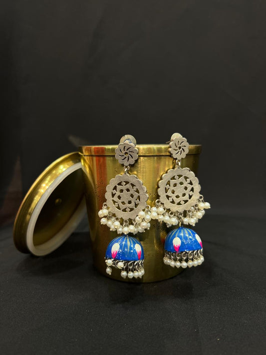 Oxidised colour earring