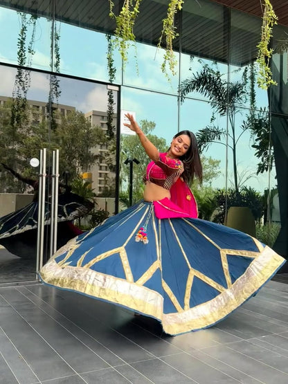 Teal Cotton Lehenga Set