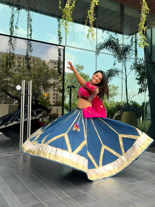 Teal Cotton Lehenga Set