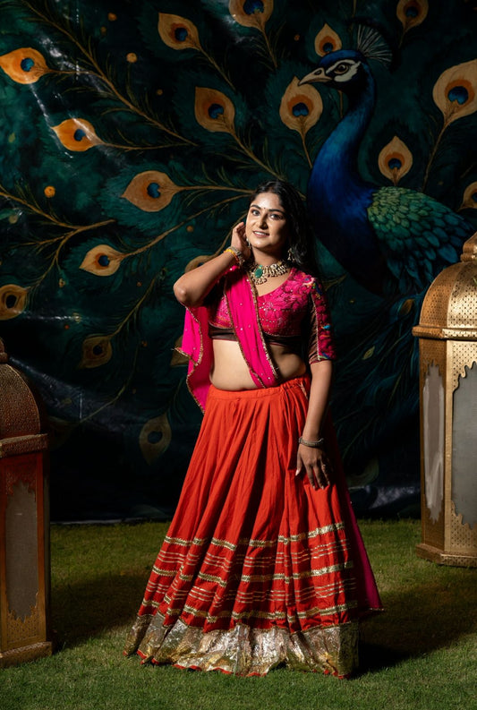 Rust Gradation Lehenga Set