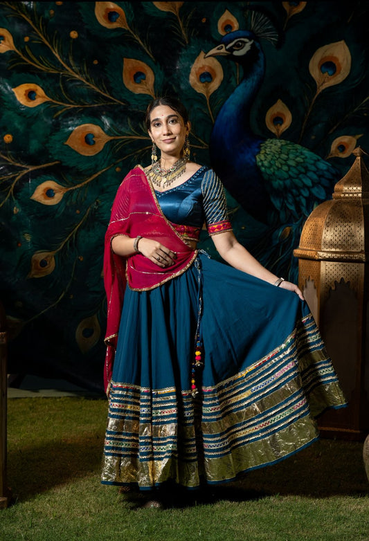 Teal Gradation Lehenga Set