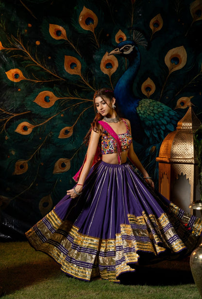 Purple Leheriya Gradation Skirt