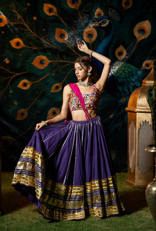 Purple Leheriya Gradation Skirt