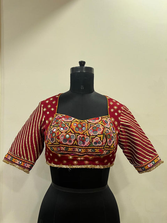 Maroon Bandhani Blouse