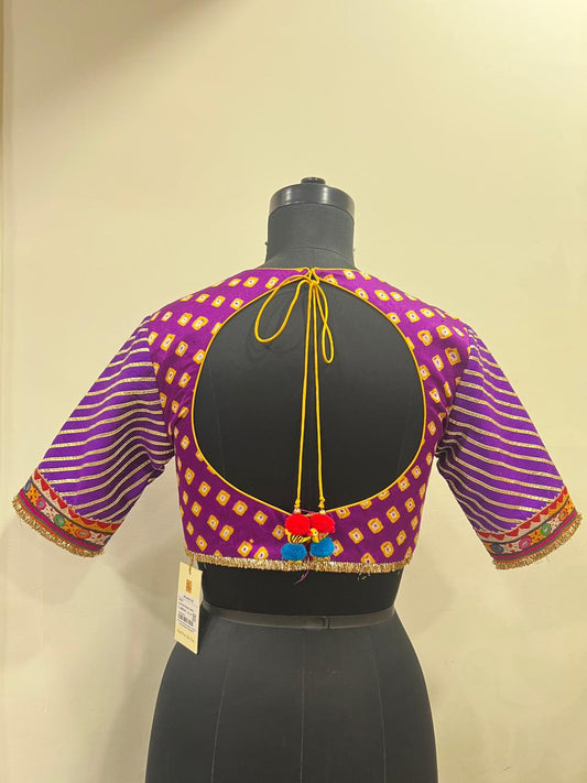 Purple kodi Bandhani blouse