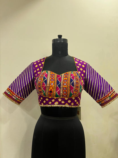 Purple kodi Bandhani blouse