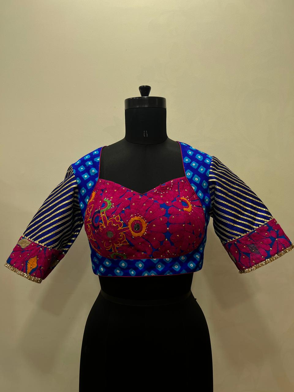 Blue kodi Bandhani blouse