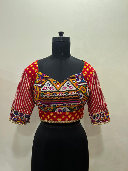 Red kodi Bandhani blouse