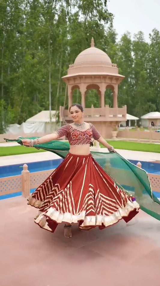 Maroon Cotton Lehenga Set