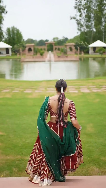 Maroon Cotton Lehenga Set
