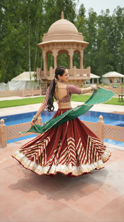 Maroon Cotton Lehenga Set