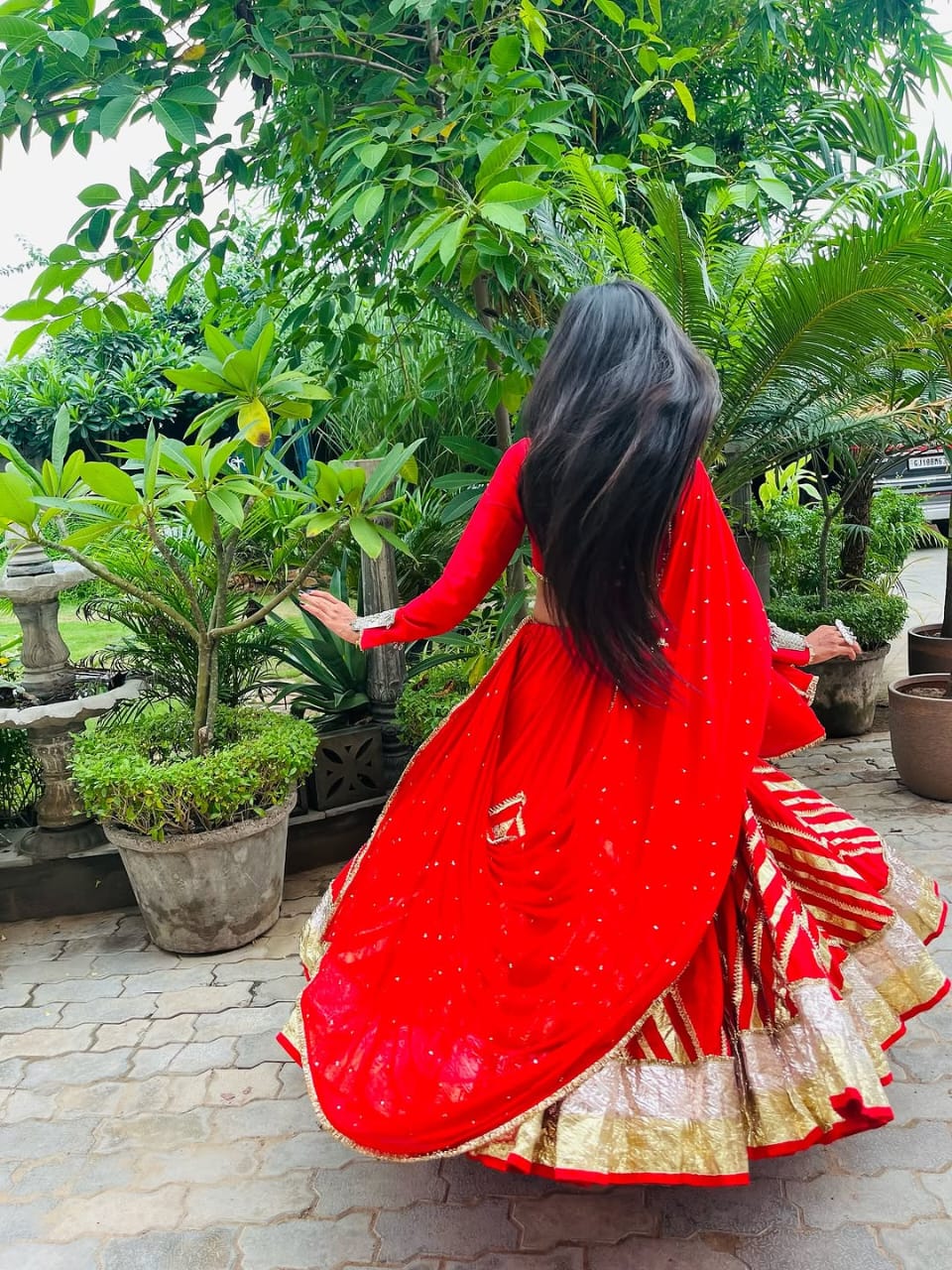 Red Cotton Lehenga Set