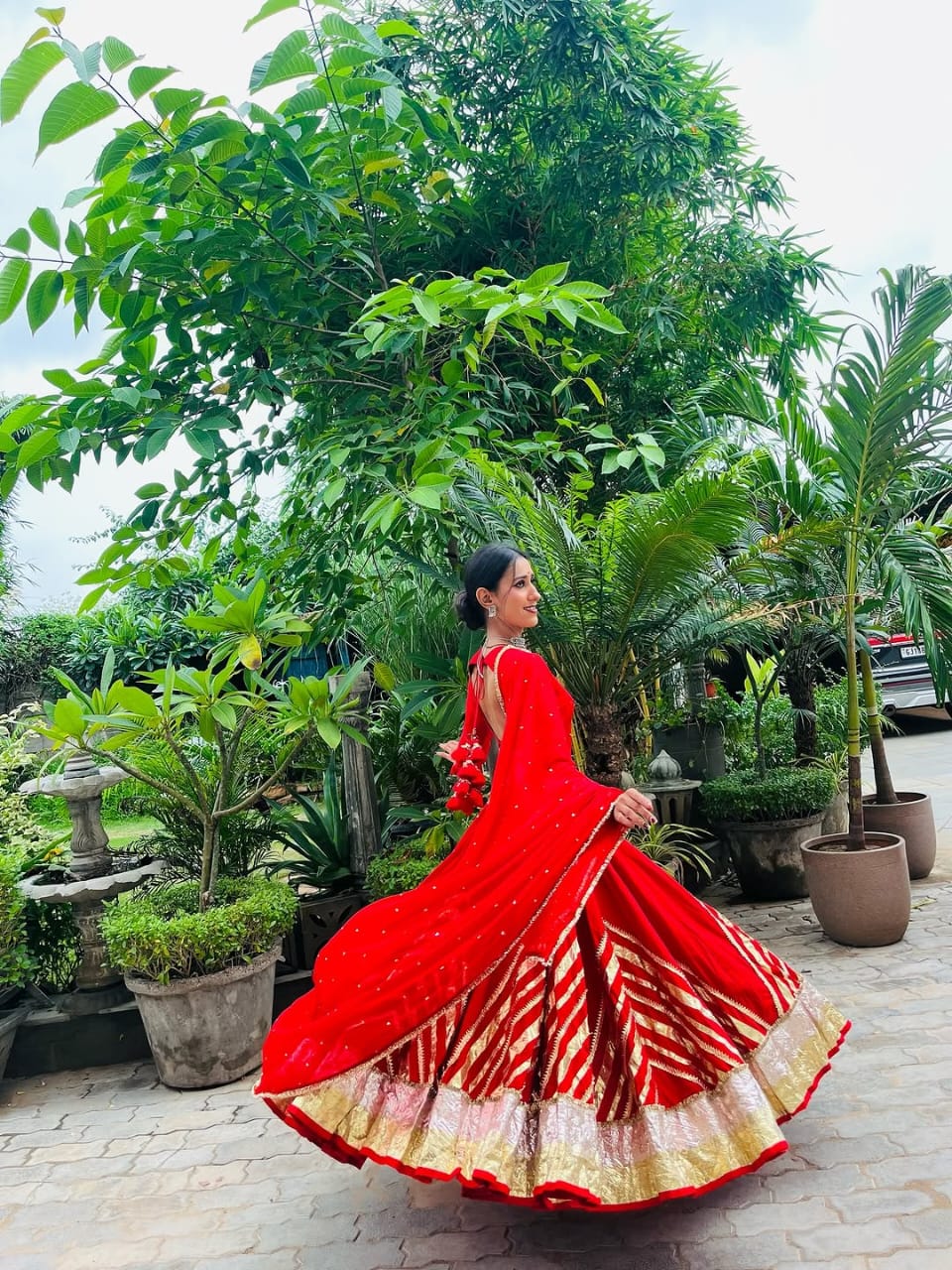 Red Cotton Lehenga Set