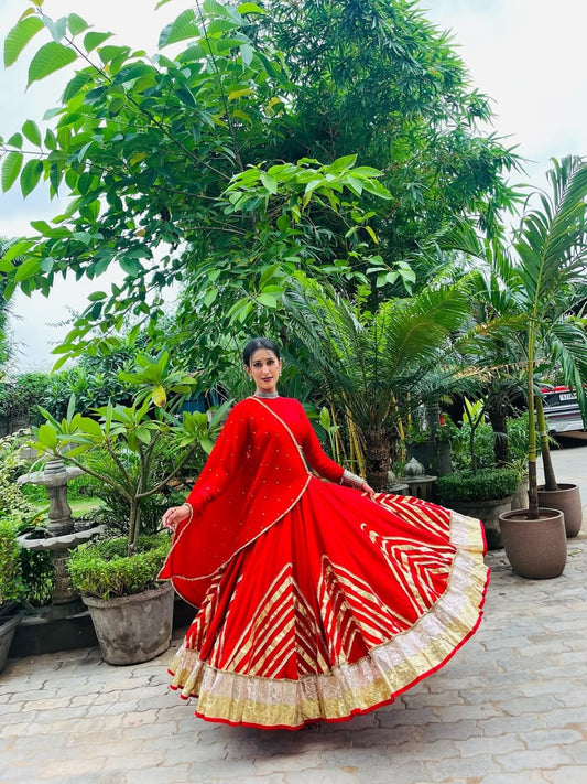 Red Cotton Lehenga Set
