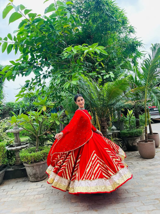 Red Cotton Lehenga Set