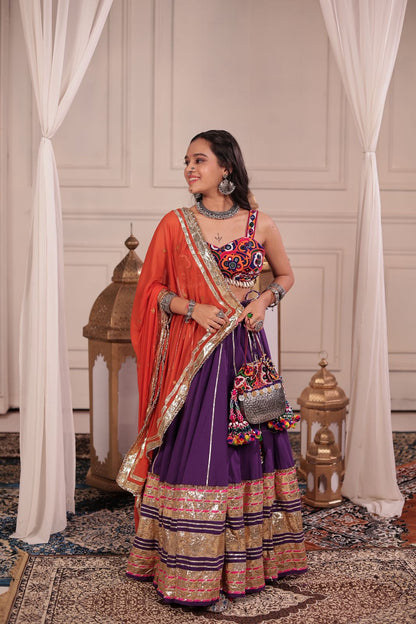 Purple Leheriya Skirt