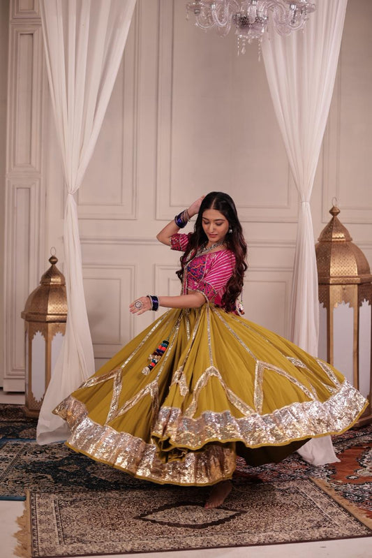 Mustard Green Cotton Skirt