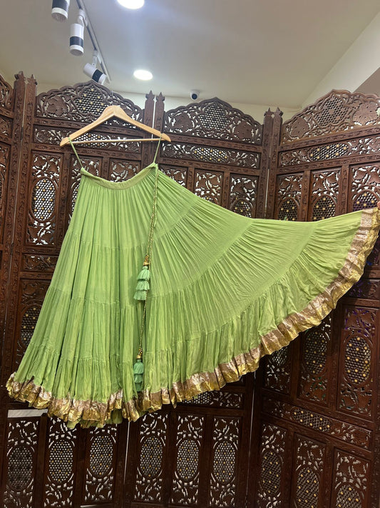 Pastel Green Flared Skirt