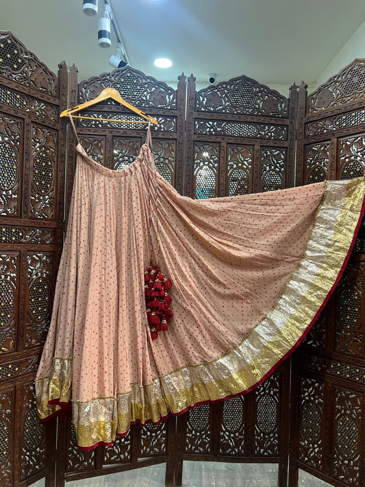 Dusty pink Bandhani Skirt