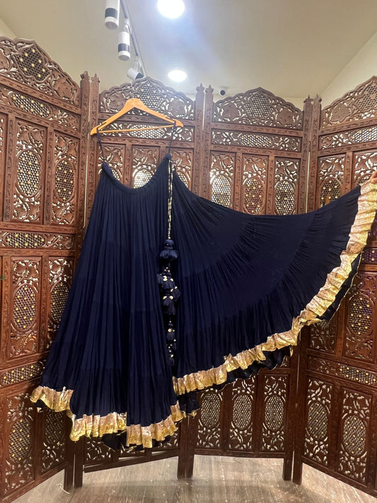 Navy Blue Flared Skirt