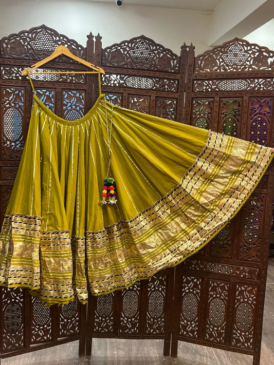 Mustard Green  Leheriya Gradation Skirt
