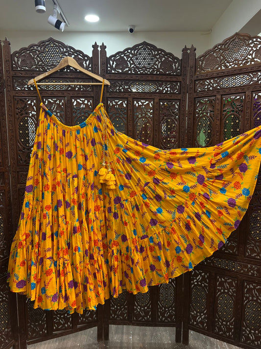Mul Yellow Floral Skirt