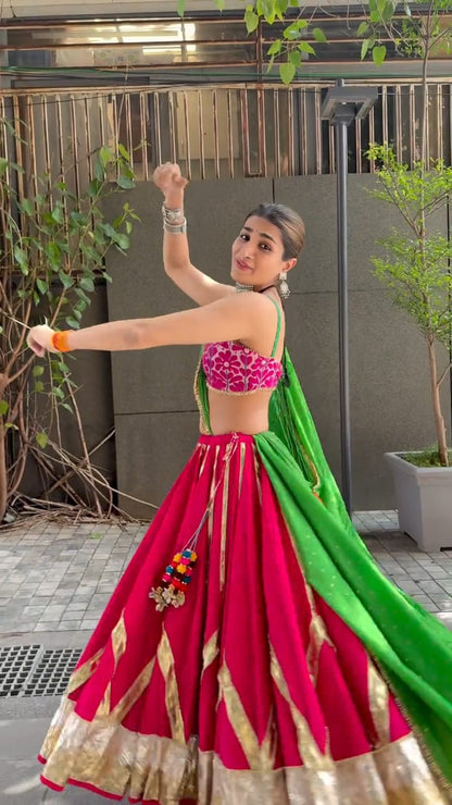 Pink Cotton Lehenga Set