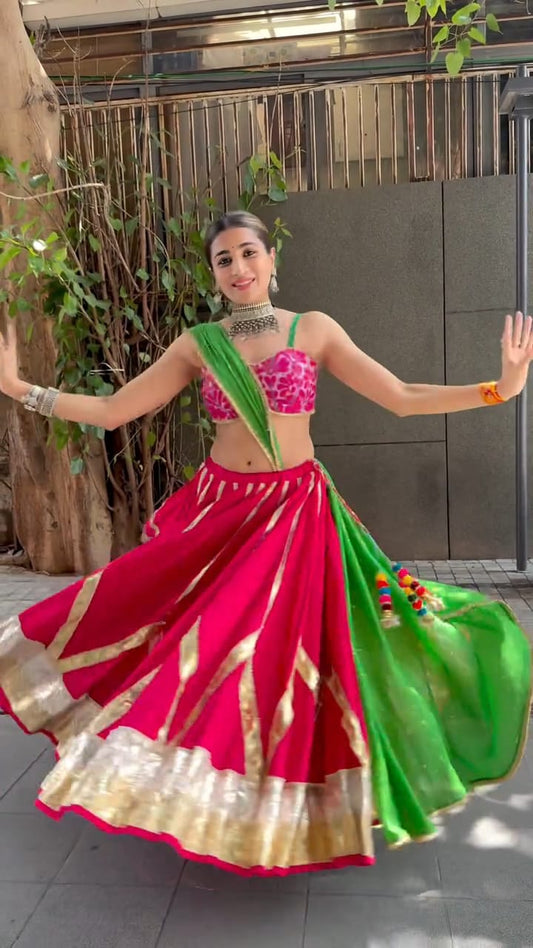 Pink Cotton Lehenga Set