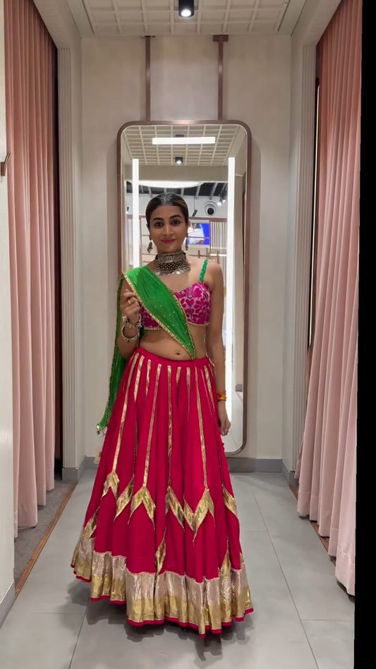 Pink Cotton Lehenga Set
