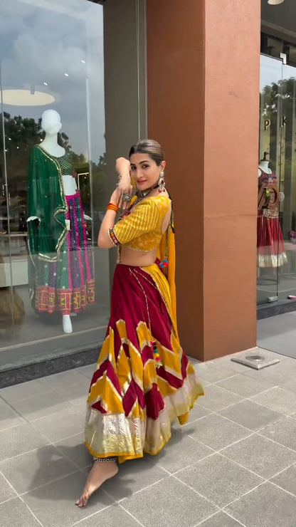 Maroon Cotton Lehenga Set