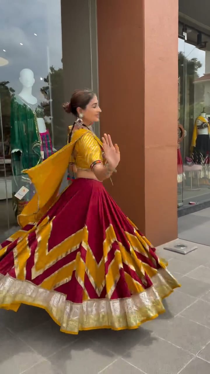 Maroon Cotton Lehenga Set