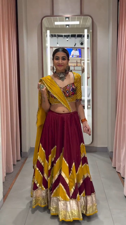 Maroon Cotton Lehenga Set