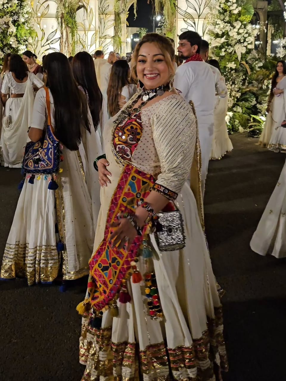 White Leheriya Lehenga Set