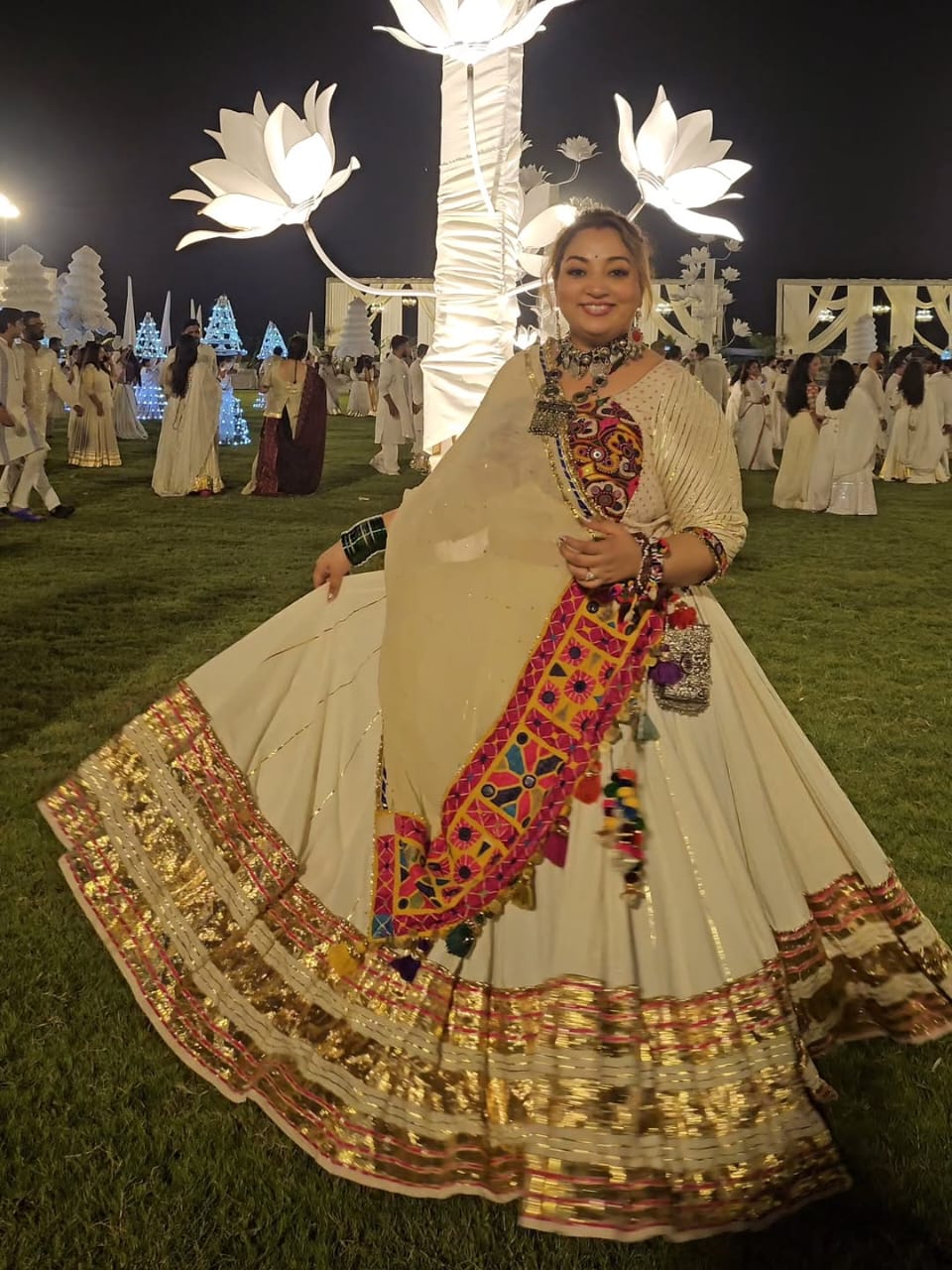 White Leheriya Lehenga Set