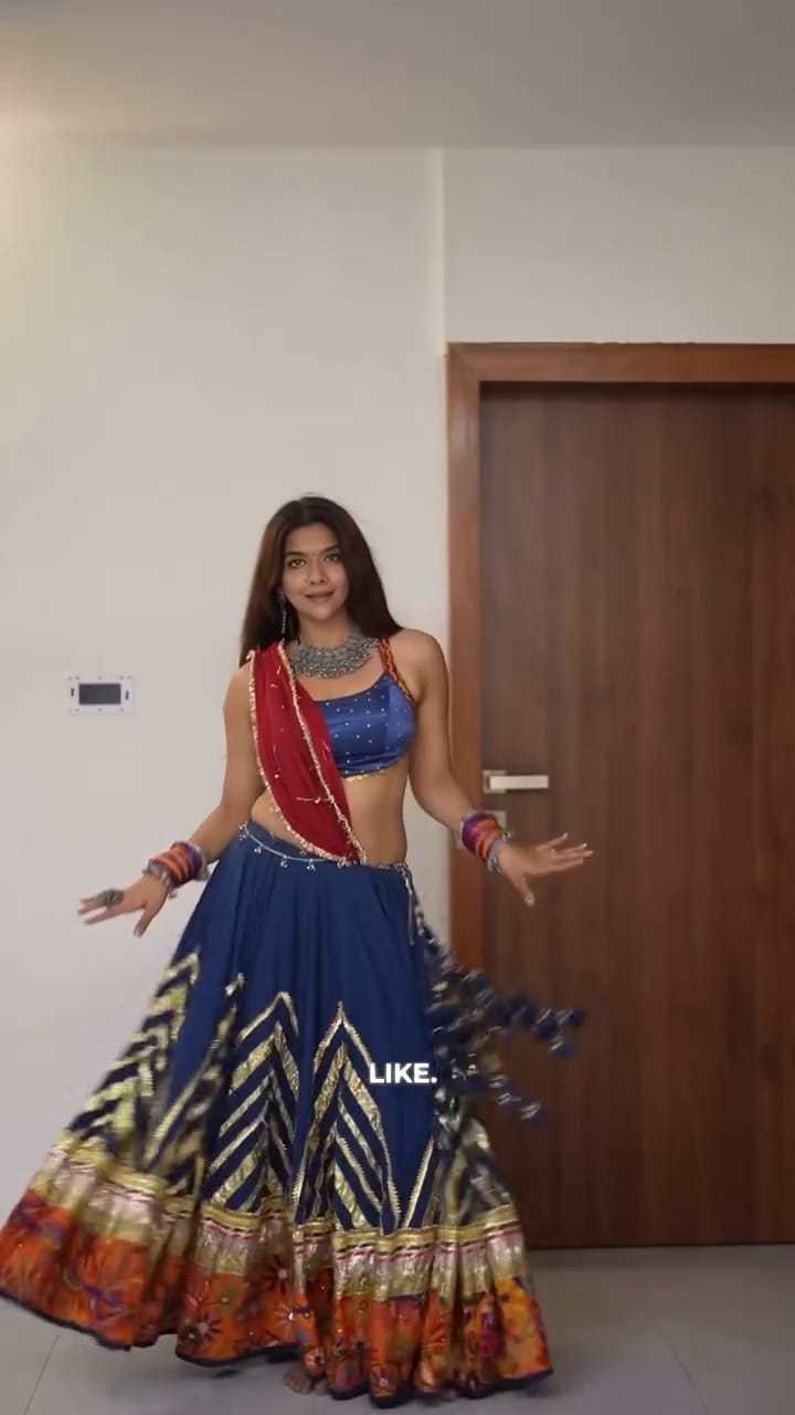 Teal Patch Cotton Lehenga Set